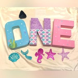 One year old Birthday party decoration blocks NWT